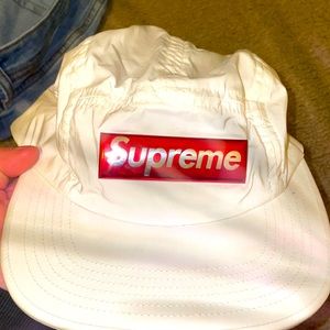 Supreme liquid metal logo camp cap